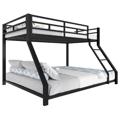 Produktbild von Etagenbett mit 2 Liegeflächen, Lattenrost, Rausfallschutz und Trittleiter, 90x200cm/140x200cm, Metallbett
