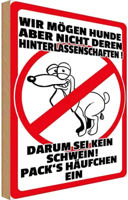 Produktbild von vianmo Holzschild 18x12 cm wir mögen keine Hundehäufchen Dekoration