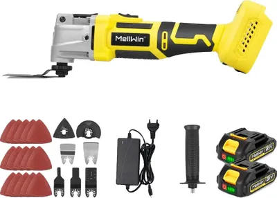 Imagen del producto de Herramienta oscilante multifunción, motor sin escobillas, velocidad variable, 2 baterías de 7500 mAh
