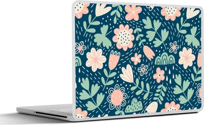 Produktbild von MuchoWow® Laptop Aufkleber Sticker Cover Blumen - Muster - Pflanzen 32.5x23.5 cm - Sticker für Laptop - Selbstklebend