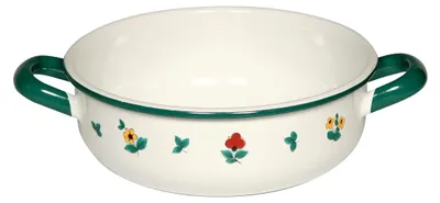 Produktbild von Bauernschüssel 14, COUNTRY, Durchmesser 14 cm, Höhe 6,4 cm, Inhalt 0,85 Liter, Emaille, weiß mit Streublumen, Induktion