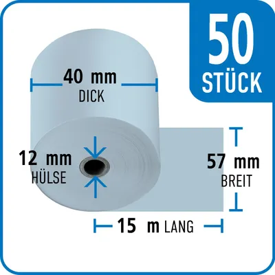 Produktbild von Thermorolle BLUE4EST 57 mm x 40 mm x 12 mm x 15 m | VPE 50 Rollen