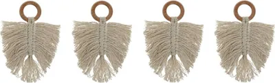 Obrázek produktu pro Kroužek na ubrousky Home ESPRIT přírodní akáciové dřevo macramé 13 x 1 x 18 cm 4 kusy