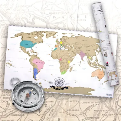 Produktbild von Premium Rubbel-Weltkarte Italienische Version - Scrape Off World Map Poster zum Freirubbeln als ideales Geschenk für alle Weltenbummler