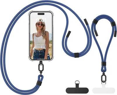 Produktbild von Handykette Universal für alle Smartphones mit 2 Schlüsselband Kette & 2 Universelles Pad - Blau