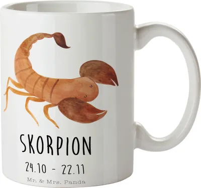 Produktbild von Mr. & Mrs. Panda Tasse Sternzeichen Skorpion Classic - Weiß - Geschenk, Teetasse, Geburtstag November, mit Spruch, Kaffeetasse, Dekotasse, Skorpione, Oktober