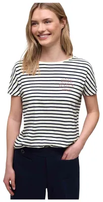 Produktbild von Street One striped shirt w.chest print shadowed navy 38