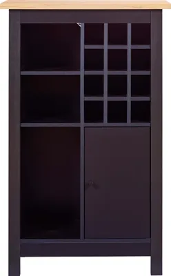 Image de Helina bibliothèque casier à vin, 1 porte, 3 étagères ouvertes, 12  espace pour le vin noir,chêneReproduction.