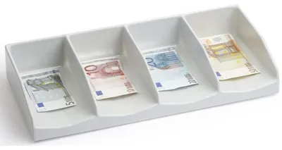 Produktbild von Inkiess Banknotenfach B 40 Serie, lichtgrau, mit 4 Einzelfächern für Geldscheine, für Modulsysteme