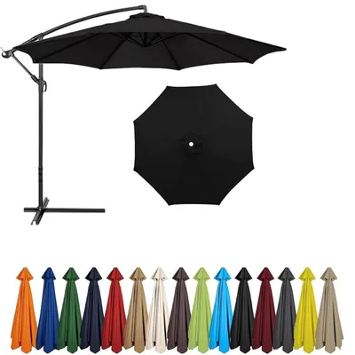Produktbild von Sonnenschirm Ersatzbezug 2.5m Schwarz 6 Streben UV-Schutz Wasserdicht Polyester