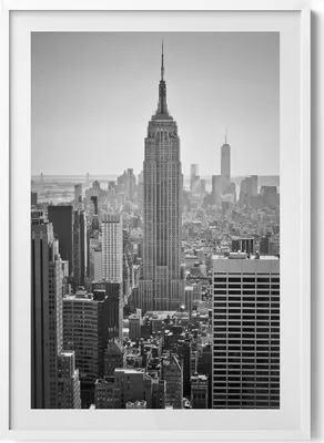 Produktbild von Ansicht von New Yorker Wolkenkratzern– Wandbild mit Rahmen – Gerahmtes Bild  – Wanddekoration – 70x100 cm –  Weiß Rahmen