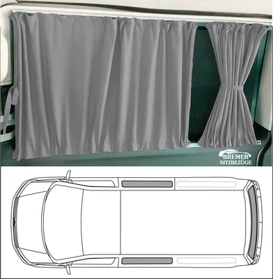 Produktbild von Maß Gardinen für VW T4 Transporter kurz nur für 3 Fenster (710-1) in Grau