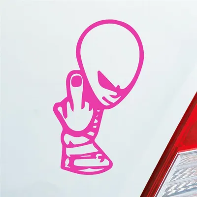 Produktbild von Auto Aufkleber Alien Außerirdischer Mittelfinger Tuning 12x7 cm Pink Sticker Heckscheibenaufkleber