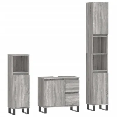 Image de vidaXL Ensemble de meubles de salle de bain 3 pièces Gris Sonoma Bois composite