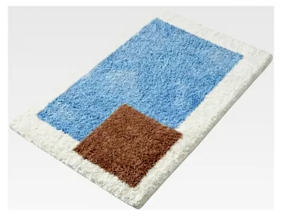 Produktbild von Badematte und Badteppich aus weicher Microfaser | Saugstarker Badezimmerteppich mit Flocking-Technologie und rutschfestem TPR-Rücken, waschbarer Badvorleger Duschvorleger, 40x60 cm Blau und Weiß