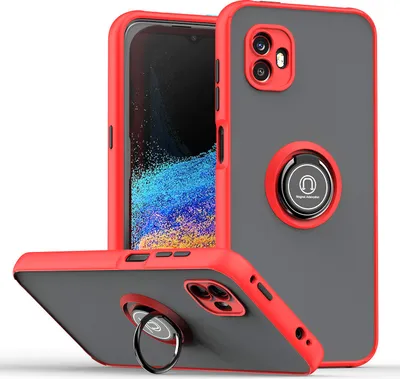 Image de Étui pour Samsung Galaxy Xcover6 Pro étui TPU translucide mat avec porte-anneau et support Rouge