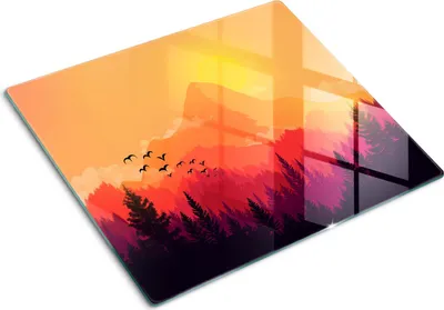 Produktbild von Tulup Glas Herdabdeckplatte Glaskeramikkochfeld-Abdeckung Spritzschutz Glasabdeckplatte Kochplattenabdeckung und Schneidebrett - Einteilig - 60x52 cm Berglandschaft