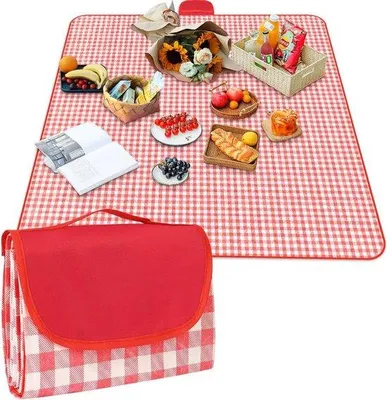 Productafbeelding van Picnickleed groot met waterdichte onderkant, 150 x 200 cm, opvouwbaar en draagbaar, voor strand en camping