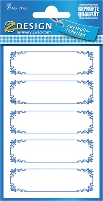 Produktbild von AVERY Zweckform Z Design Haushaltsetiketten "Rahmen blau" 3 Blatt à 5 Etiketten