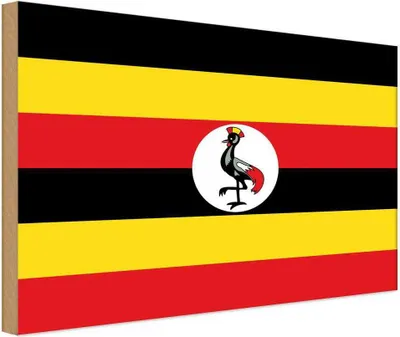 Produktbild von vianmo Holzschild 30x40 cm Ugandas Uganda Flagge Fahne Wappen