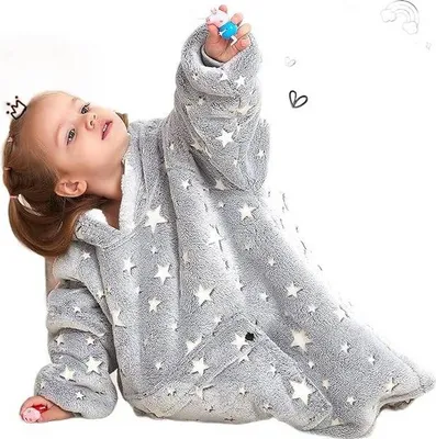 Immagine prodotto di Felpa con cappuccio per bambini 2-6 anni Calda flanella grigia con stelle