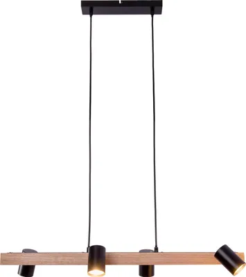 Produktbild von Näve Leuchten Pendelleuchte FRIDA mit GU10 Pendelleuchte FRIDA mit GU10 Pendelleuchte - 4er Pendelleuchte "FRIDA" schwarz, Hängelampe im Modern Style, ausMetall und Naturmaterialien in schwarz, 120 cm hoch, Maße 80 x 24 cm, GU10-Fassung