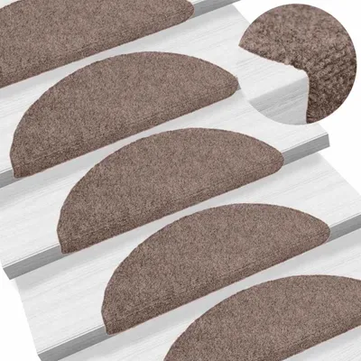 Immagine prodotto di vidaXL Tappetini autoadesivi 15 pezzi 56x17x3 cm Marrone chiaro Semicircolare