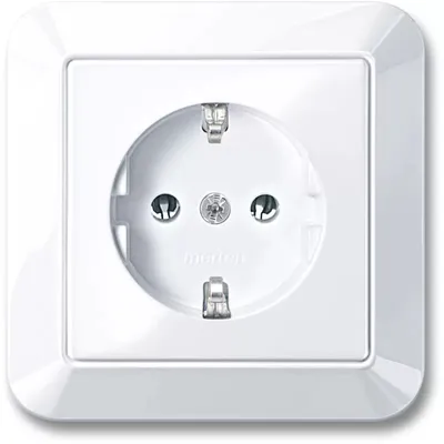 Produktbild von Merten MEG2301-1025 Schutzkontakt-Steckdose mit voller Abdeckplatte, Steckklemmen, aktivweiß glänzend, 1-M