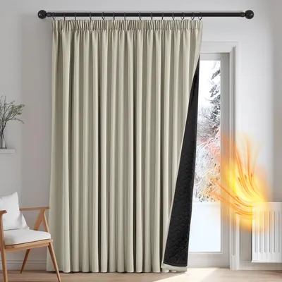 Verdunkelungsvorhang 280×160 cm, beige, 1 Stück, thermisch isolierend