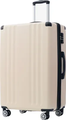 Obrázek produktu pro Cestovní kufr na kolečkách Flieks Trolley Hard Case s univerzálními kolečky, kufr na příruční zavazadla s TSA zámkem, XL, 50,5x31,5x76,5 cm, krémový