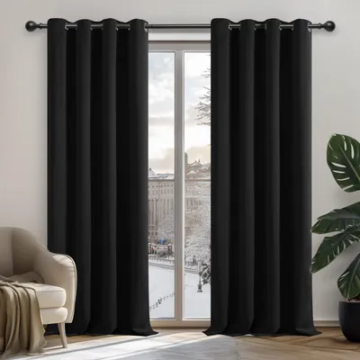 Zdjęcie produktu dla Zasłony zaciemniające z oczkami, 160x132 cm, czarne, zestaw 2 sztuk