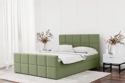 Produktbild von Boxspringbett Schlafzimmerbett JOST 200x200cm in Stoff Matt Velvet Pistazie