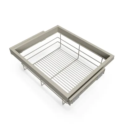 Produktbild von Emuca Set aus Drahtkorb- und Gleitrahmenset mit sanftem Schließen für Kleiderschrank, verstellbar, Modul 600mm, Steingrau