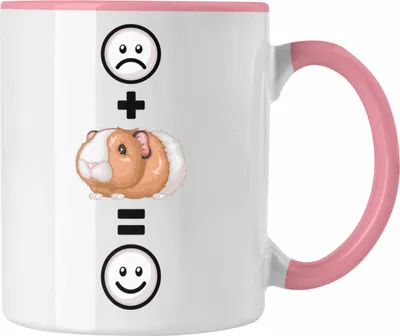 Produktbild von Trendation - Meerschweinchen Tasse Geschenk für Meerschweinchen Besitzer  :( + Meerschweinchen = :) Lustige Geschenkidee Geburtstag (Rosa)