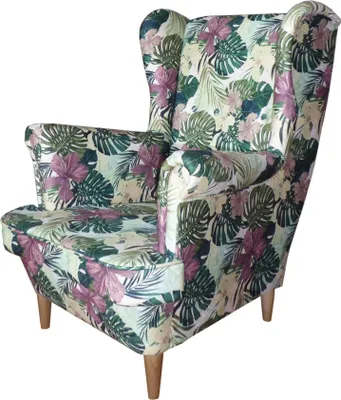 Produktbild von Easy4You Sessel Uszak Boho Tropic 82x100x86 cm, Relaxsessel, Skandinavischer Sessel, Moderner Polstersessel in Stoff Velvet Kronos, Wohnzimmermöbel, Füße aus Holz
