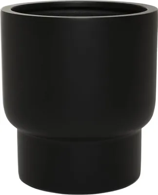 Image de VIVANNO Pot de fleurs en fibre de verre LIVELLO Rond, noir mat - 37x37x41 cm