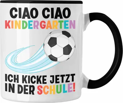 Produktbild von Trendation - Einschulung Junge Fußball Schulkind Geschenk für Schultüte Füllung Tasse Schulstart 1. Schultag Schuleinführung Schulanfang Geschenkidee 2022 (Schwarz)