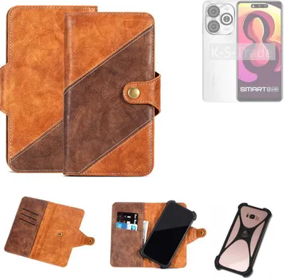 Produktbild von K-S-Trade Handyhülle Schutzhülle Bookstyle Case Wallet-Case kompatibel mit Infinix Smart 8 HD Cover Klapphülle Kantenschutz Smartphone dunkelbraun