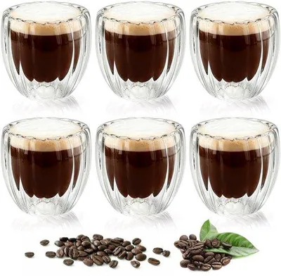 Zdjęcie produktu dla Szklanki podwójnej ścianki - szklanki do latte macchiato - filiżanki do kawy - filiżanki do espresso - przezroczyste szklanki - zestaw 6 sztuk, pojemność 150 ml - filiżanki do espresso