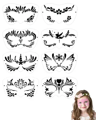 Schminkvorlagen-Set, 8 wiederverwendbare Gesichtsschablonen, 20 x 12 cm