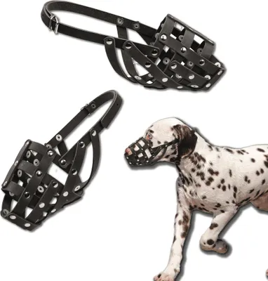Immagine prodotto di Museruola in pelle per cani, Accessori per auto, Museruole, Anello regolabile, Traspirante, Sicura, Impedisce i morsi, Abbaiamento, 26/11 cm, Nero