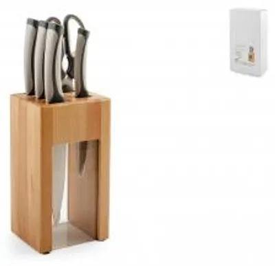 Immagine prodotto di H&H Ceppo 4 Coltelli In Legno Con Forbice