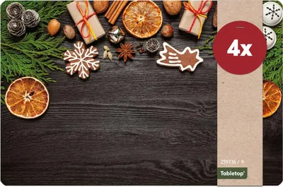 Produktbild von Abwaschbare Tischsets 4er Set Weihnachten Gewürze