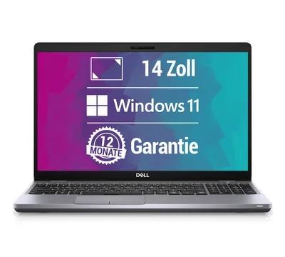 Produktbild von Dell Latitude 5510 - 15,6 Zoll FullHD Notebook - Intel Core i5-10210U mit bis zu 4x 4,2 GHz - 8GB RAM - 256GB SSD - Windows 11 Pro - Webcam