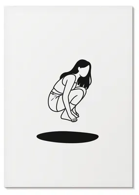 Produktbild von POSTER - 59x84 cm (A1) - Afterform - Eine kauernde Gestalt vor weißem Hintergrund ohne Details - Wandbild für Wohnzimmer Schlafzimmer & Flur, Modernes Poster Wanddeko, Ungerahmt