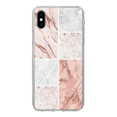 Produktbild von MuchoWow® Handyhülle Schutzhülle Hülle für iPhone Xs Marmor - Weiß - Rosa Silikon Softcase Handy Hülle - Handytasche
