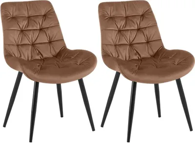 Immagine prodotto di set di 2 sedie da pranzo - sedie in velluto - elevato comfort di seduta | colore: marrone