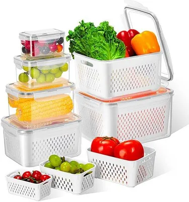 Produktbild von Unyqoos® Set 6 Frischhaltedosen mit Deckelsieb, BPA‑freies dickwandiges PP, 0,38/0,8/1,7/3,15/4,15/6,2 L, auslaufsicher mit Silikondichtung, mikrowellen-/gefrier-/spülmaschinengeeignet
