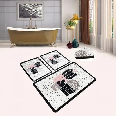 Produktbild von Bosdela 3-teiliges Badezimmerteppich Set 60x100 cmCactus