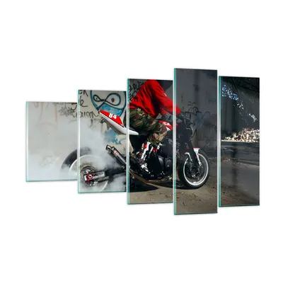 Produktbild von Bilder auf glas - Motorrad motorradfahrer graffiti - 100x60cm - Glasbilder - Wandbilder - Kunstdruck - zum Aufhängen bereit - Wanddekoration aus Glas - Glas Bilder - Wandbild auf Glas - GEG100x60-2265
